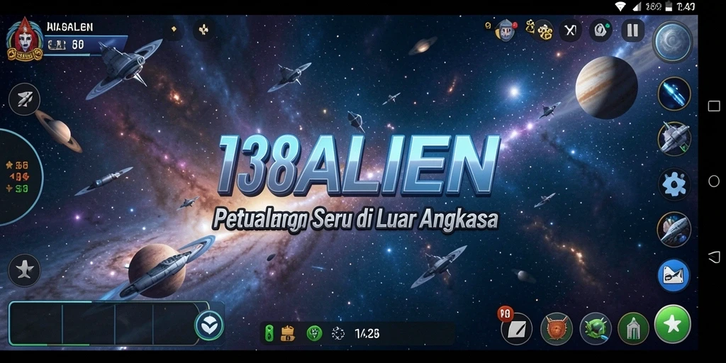 Screenshot yang menampilkan petualangan luar angkasa di 138ALIEN.