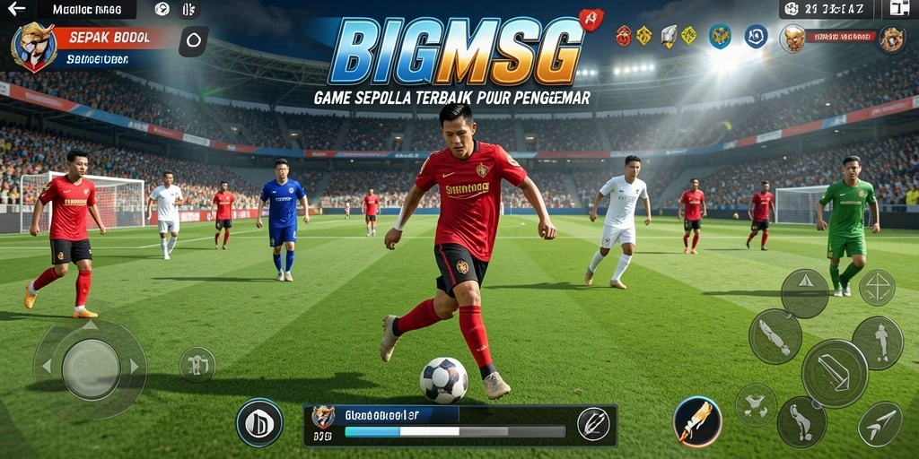 Screenshot BIGMSG menunjukkan aksi seru di lapangan sepak bola.