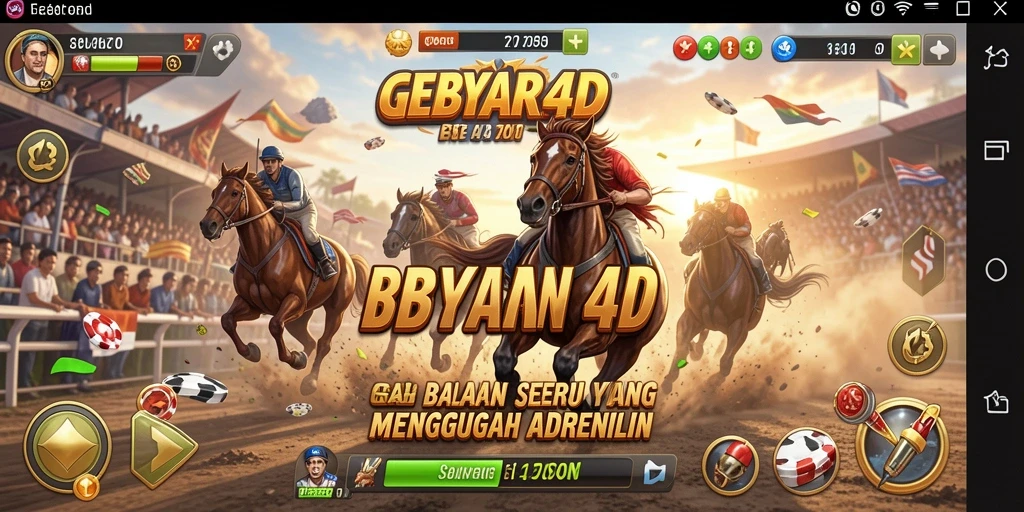 Screenshot gameplay GEBYAR4D menampilkan aksi balapan penuh adrenalin.