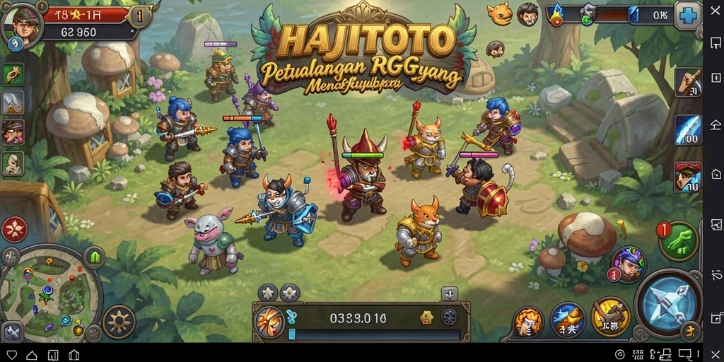 Tangkapan layar menunjukkan aksi seru dalam permainan RPG HAJITOTO.