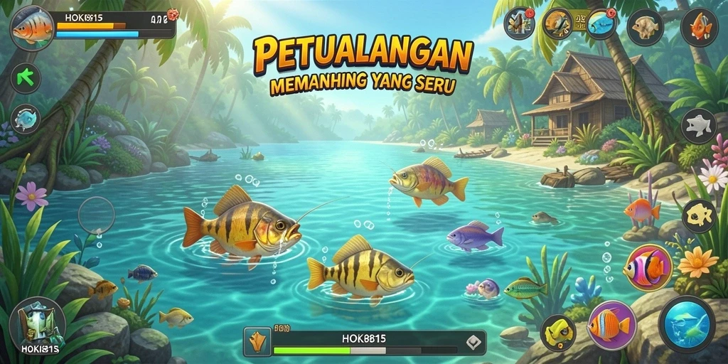 Tampilan gameplay HOKI8815 dengan aksi memancing yang seru.