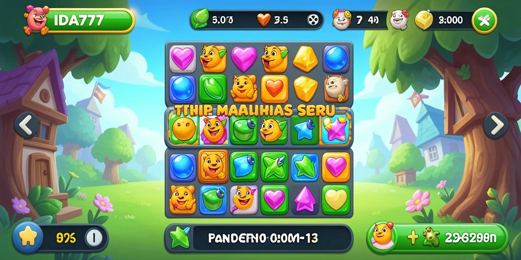 Screenshot gameplay IDA777 yang menampilkan tantangan mencocokkan simbol Match-3.