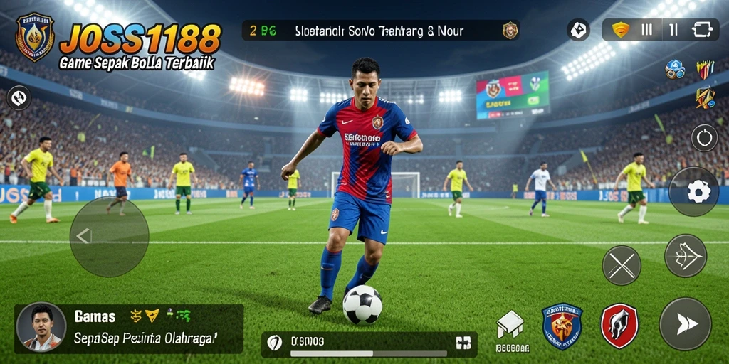Tampilan gameplay JOSS188 dengan aksi sepak bola seru.