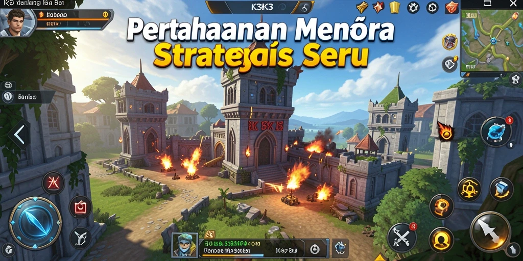 Tampilan gameplay K3K3 menampilkan pertarungan seru Tower Defense.