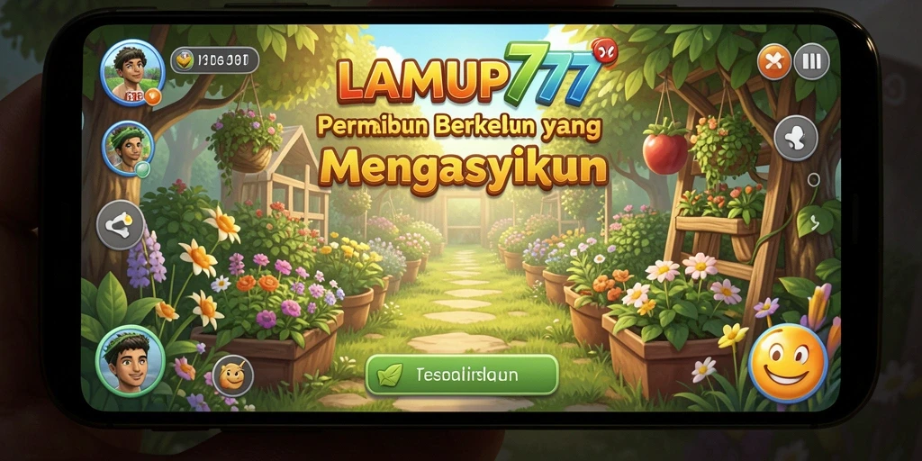 Tampilan gameplay <strong>LAMPU777</strong> yang menampilkan kebun subur dan hewan lucu.