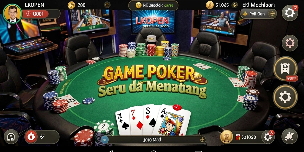 Gameplay mendebarkan Poker yang dapat Anda nikmati.