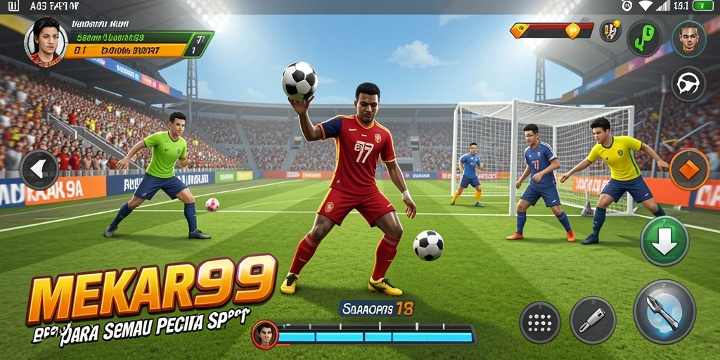 Tampilan penuh aksi dari gameplay olahraga di MEKAR99.