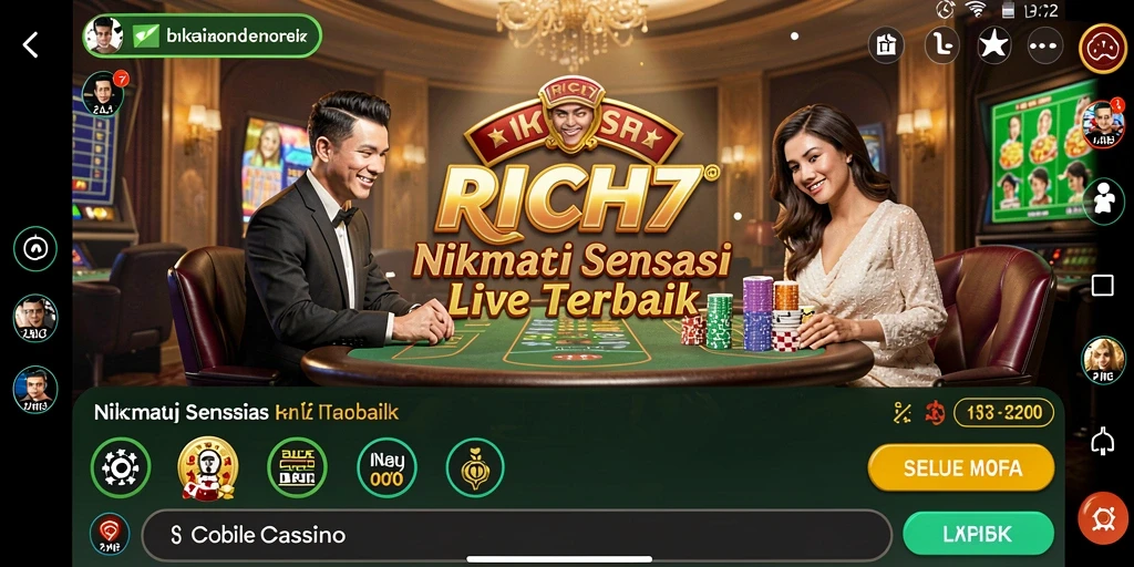 Tampilan gameplay Live Casino di RICH7 dengan dealer profesional.
